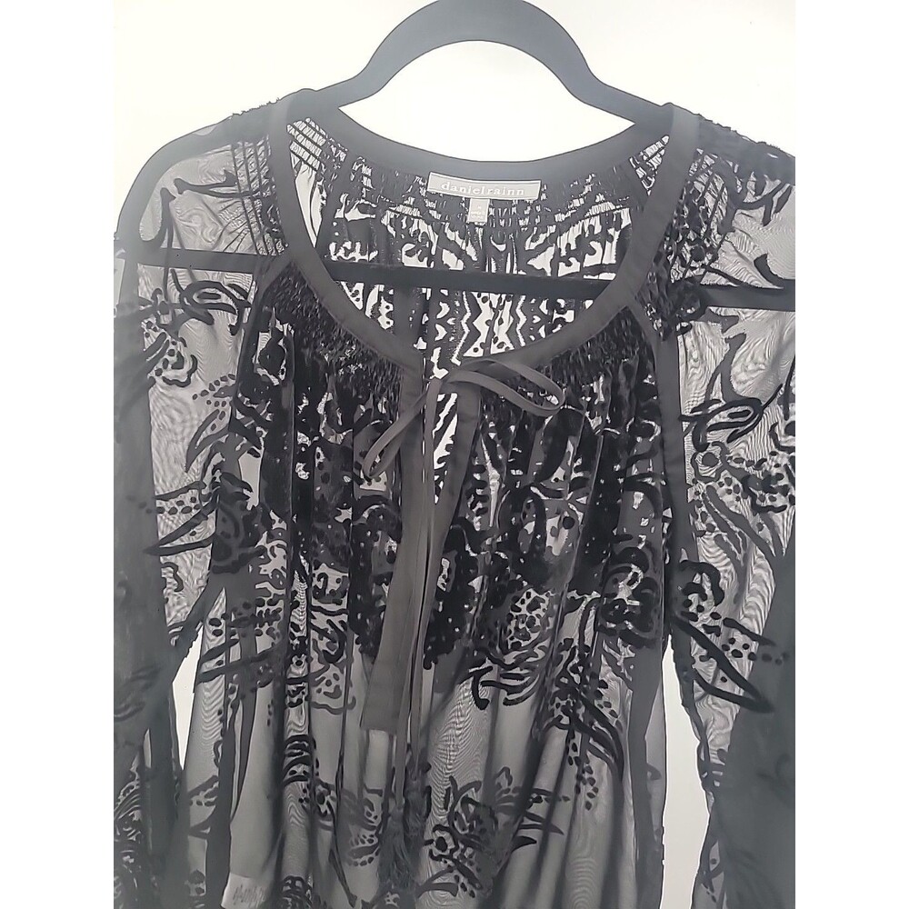 Daniel Rainn Sheer Burnt-out Velvet Top Sz M Whimsigoth Witchy - Picture 2 of 8